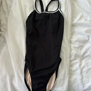 💥 (10 for $10) Dolfin Black One Piece Swimsuit with White Trim